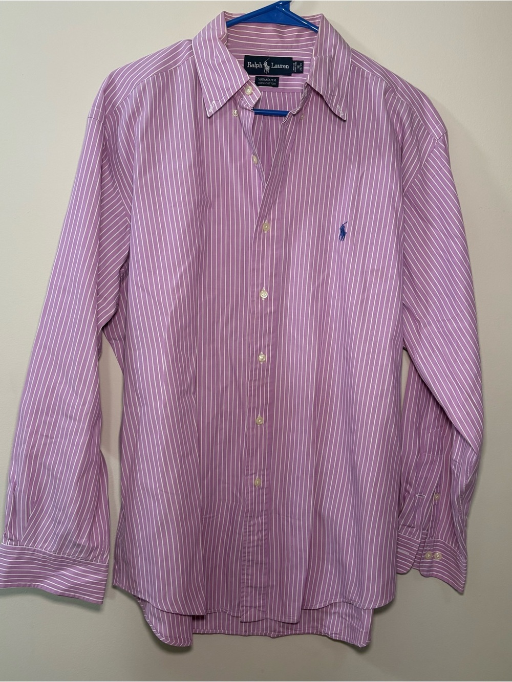Ralph Lauren Lavender and White Striped Button-Down Dress Shirt